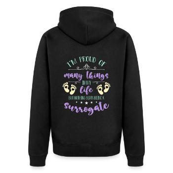 Surrogacy I'm Proud Of Many Things Surrogate Mama - Unisex Premium Bio Zip Hoodie - Schwarz - Hinten - Nico (187cm)
