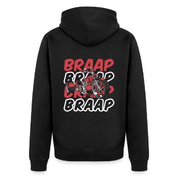 Braap Tricycle Motorcycle Threewheeler Trikebike - Unisex Premium Organic Zip Hoodie - black - Back - Nico (187cm)