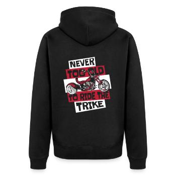 Jamais trop vieux pour conduire le tricycle à trois roues - Veste à capuche bio Premium Unisexe - noir - Dos - Nico (187cm)