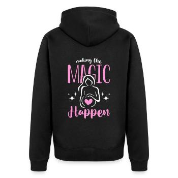 Surrogacy Making The Magic Happen Pregnancy IVF - Unisex Premium Bio Zip Hoodie - Schwarz - Hinten - Nico (187cm)