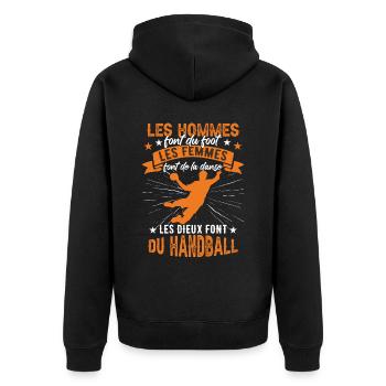 Joueur de handball humour hommes - Veste à capuche bio Premium Unisexe - noir - Dos - Nico (187cm)
