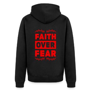 La foi biblique plutôt que la peur - Veste à capuche bio Premium Unisexe - noir - Dos - Nico (187cm)