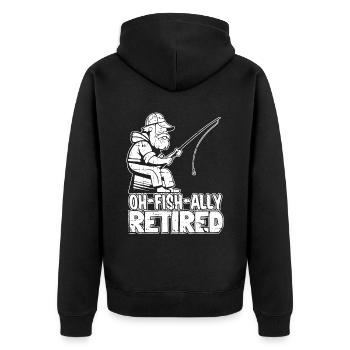 Pension de retraité Ohfishally Retraité - Veste à capuche bio Premium Unisexe - noir - Dos - Nico (187cm)