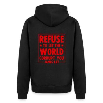 Bible Verses - Unisex Premium Organic Zip Hoodie - black - Back - Nico (187cm)