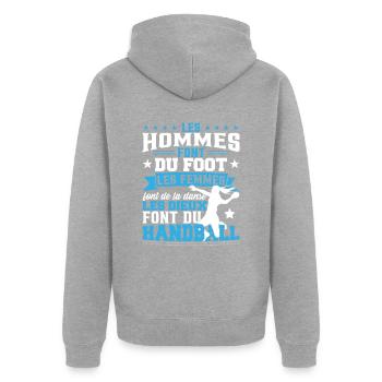 Handball Humour Cadeau Femmes - Veste à capuche bio Premium Unisexe - gris chiné - Dos - Nico (187cm)