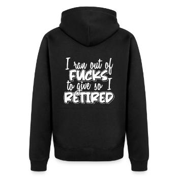 Pensioner pension funny - Unisex Premium Organic Zip Hoodie - black - Back - Nico (187cm)