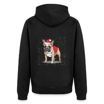 Noël bouledogue français - Veste à capuche bio Premium Unisexe - noir - Dos - Nico (187cm)