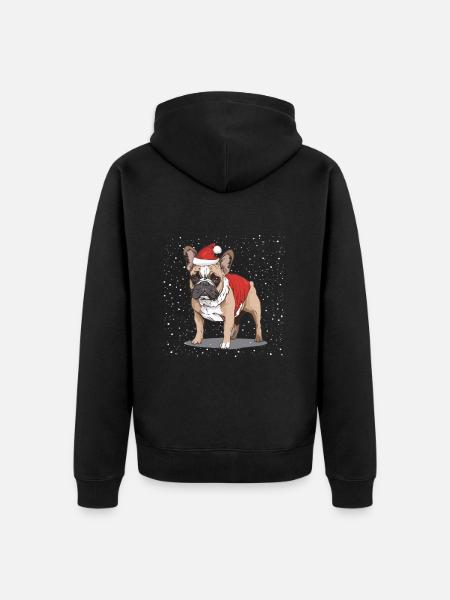 French Bulldog Christmas - Unisex Premium Organic Zip Hoodie - black