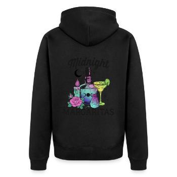 Süßer Halloween Hexenzauber – Midnight Margaritas - Unisex Premium Bio Zip Hoodie - Schwarz - Hinten - Nico (187cm)