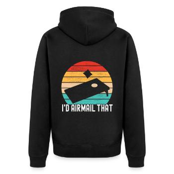 Cornhole Player Cornhole Board - Unisex Premium Organic Zip Hoodie - black - Back - Nico (187cm)