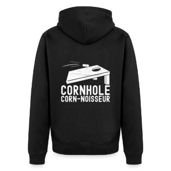 Cornhole Player Cornhole Board - Unisex Premium Organic Zip Hoodie - black - Back - Nico (187cm)