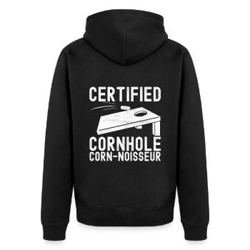 Cornhole Player Cornhole Board - Unisex Premium Organic Zip Hoodie - black - Back - Nico (187cm)