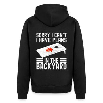 Cornhole Player Cornhole Board - Unisex Premium Organic Zip Hoodie - black - Back - Nico (187cm)