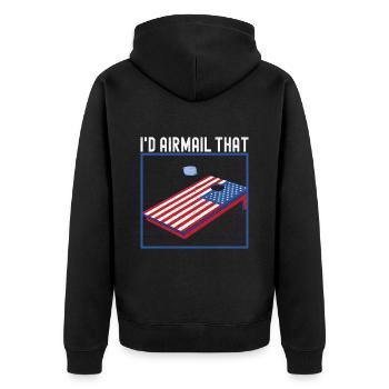 Cornhole Player Cornhole Board - Unisex Premium Organic Zip Hoodie - black - Back - Nico (187cm)