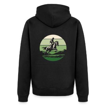 Horse Equestrian Endurance Riding - Unisex Premium Organic Zip Hoodie - black - Back - Nico (187cm)