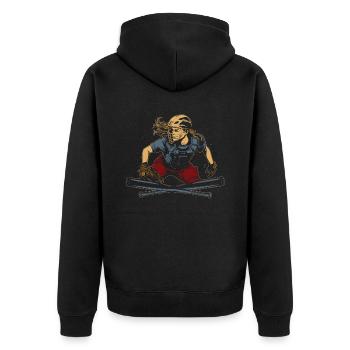 Softball - Unisex Premium Bio Zip Hoodie - Schwarz - Hinten - Nico (187cm)