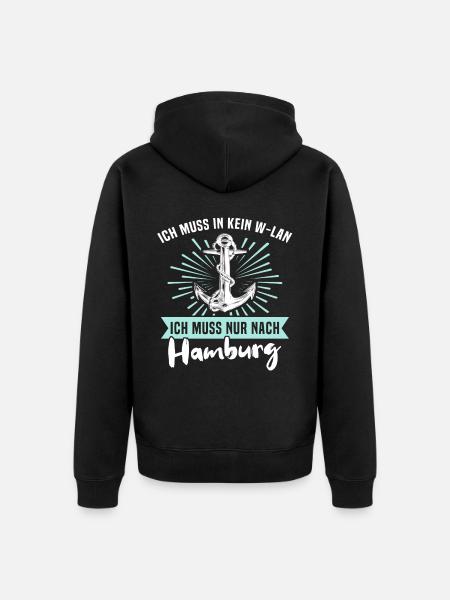Hamburg Hamburger - Unisex Premium Bio Zip Hoodie - Schwarz