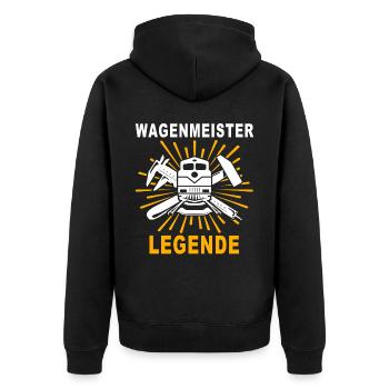 Wagenmeister Zugtechniker - Unisex Premium Bio Zip Hoodie - Schwarz - Hinten - Nico (187cm)
