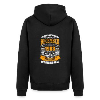 December 1983 40th birthday 40th anniversary gift - Unisex Premium Organic Zip Hoodie - black - Back - Nico (187cm)