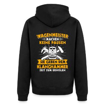 Wagenmeister Zugtechniker - Unisex Premium Bio Zip Hoodie - Schwarz - Hinten - Nico (187cm)