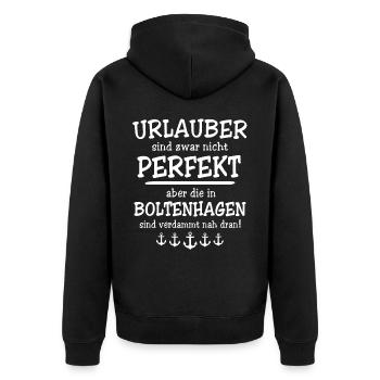 Boltenhagen - Unisex Premium Bio Zip Hoodie - Schwarz - Hinten - Nico (187cm)