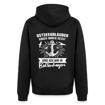 Boltenhagen - Unisex Premium Bio Zip Hoodie - Schwarz - Hinten - Nico (187cm)