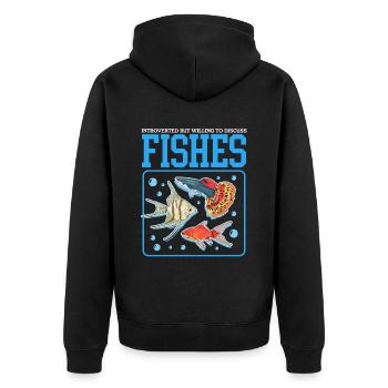 Aquarium Aquaristik Aquarianer Zierfisch Geschenk - Unisex Premium Bio Zip Hoodie - Schwarz - Hinten - Nico (187cm)