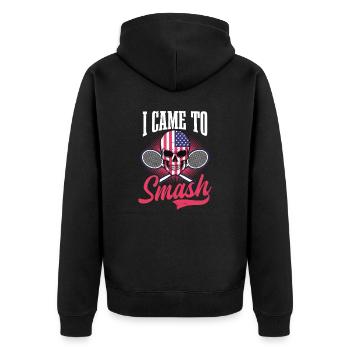 Badmintonspieler, den ich kam, um die amerikanische Flagge zu zertrümmern - Unisex Premium Bio Zip Hoodie - Schwarz - Hinten - Nico (187cm)