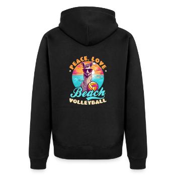Beach Volleyball Peace Love Beach Volleyball - Unisex Premium Organic Zip Hoodie - black - Back - Nico (187cm)