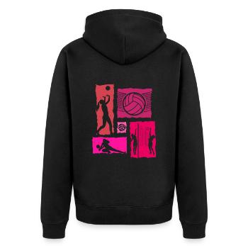 Volleyball Retro - Unisex Premium Bio Zip Hoodie - Schwarz - Hinten - Nico (187cm)