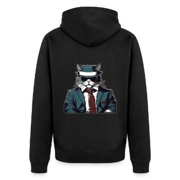 Katzen Katze Katzenshirt Katze Geschenkidee kitten - Unisex Premium Bio Zip Hoodie - Schwarz - Hinten - Nico (187cm)