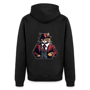 Katzen Katze Katzenshirt Katze Geschenkidee kitten - Unisex Premium Bio Zip Hoodie - Schwarz - Hinten - Nico (187cm)