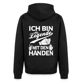Scissors Stone Paper Legend Design - Unisex Premium Organic Zip Hoodie - black - Back - Nico (187cm)