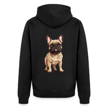 Tierliebhaber - Niedliche Tiergrafik - Hund - Unisex Premium Bio Zip Hoodie - Schwarz - Hinten - Nico (187cm)