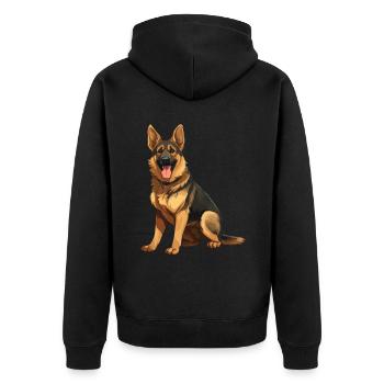 Tierliebhaber - Niedliche Tiergrafik - Hund - Unisex Premium Bio Zip Hoodie - Schwarz - Hinten - Nico (187cm)