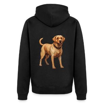 Tierliebhaber - Niedliche Tiergrafik - Hund - Unisex Premium Bio Zip Hoodie - Schwarz - Hinten - Nico (187cm)