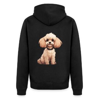 Tierliebhaber - Niedliche Tiergrafik - Hund - Unisex Premium Bio Zip Hoodie - Schwarz - Hinten - Nico (187cm)