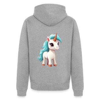 Einhornliebhaber - Liebe Mythische Kreatur - - Unisex Premium Bio Zip Hoodie - Grau meliert - Hinten - Nico (187cm)