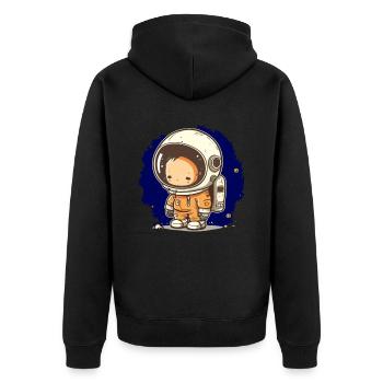 Illustration d’une fusée d’astronaute pour un petit espace - Veste à capuche bio Premium Unisexe - noir - Dos - Nico (187cm)