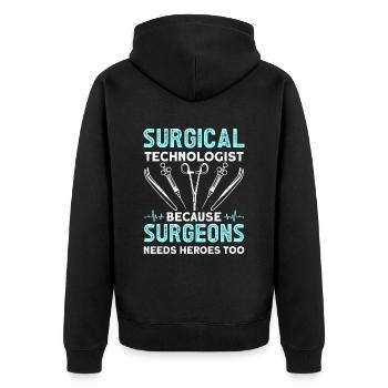 Chirurgischer Technologe, Weil Chirurgen Auch - Unisex Premium Bio Zip Hoodie - Schwarz - Hinten - Nico (187cm)