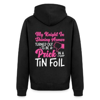 Happy Divorce Party My Knight In - Unisex Premium Bio Zip Hoodie - Schwarz - Hinten - Nico (187cm)