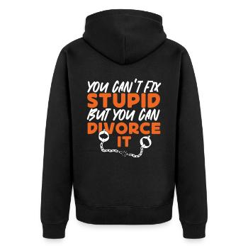 Happy Divorce Party You Can't Fix - Unisex Premium Bio Zip Hoodie - Schwarz - Hinten - Nico (187cm)