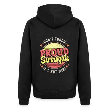 Surrogacy Don't Touch It's Not Mine IVF Pregnancy - Unisex Premium Bio Zip Hoodie - Schwarz - Hinten - Nico (187cm)