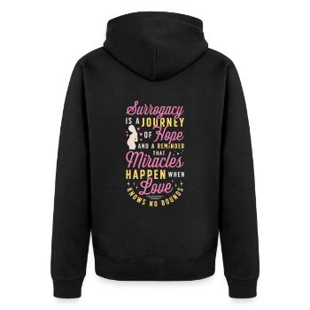 Surrogacy Is A Journey Of Hope Surrogate Pregnancy - Unisex Premium Bio Zip Hoodie - Schwarz - Hinten - Nico (187cm)