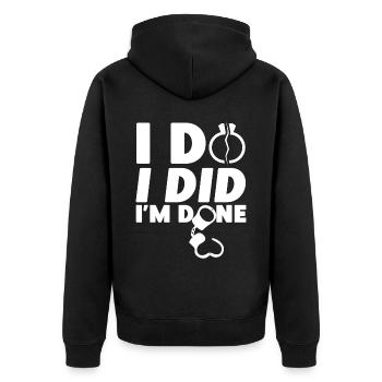 Happy Divorce Party I Do I Did I'm - Unisex Premium Bio Zip Hoodie - Schwarz - Hinten - Nico (187cm)