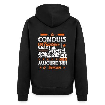 Je Conduis Un Tracteur - Veste à capuche bio Premium Unisexe - noir - Dos - Nico (187cm)