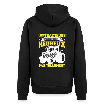 Paysan Tracteur Cadeau - Veste à capuche bio Premium Unisexe - noir - Dos - Nico (187cm)