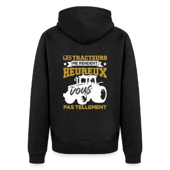 Les Tracteurs Me Rendent Heureux - Veste à capuche bio Premium Unisexe - noir - Dos - Nico (187cm)