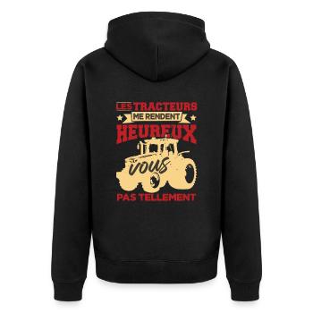 Les Tracteurs Me Rendent Heureux - Veste à capuche bio Premium Unisexe - noir - Dos - Nico (187cm)