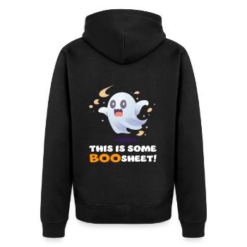 This Is Some Boo Sheet Funny Halloween Ghost - Unisex Premium Organic Zip Hoodie - black - Back - Nico (187cm)